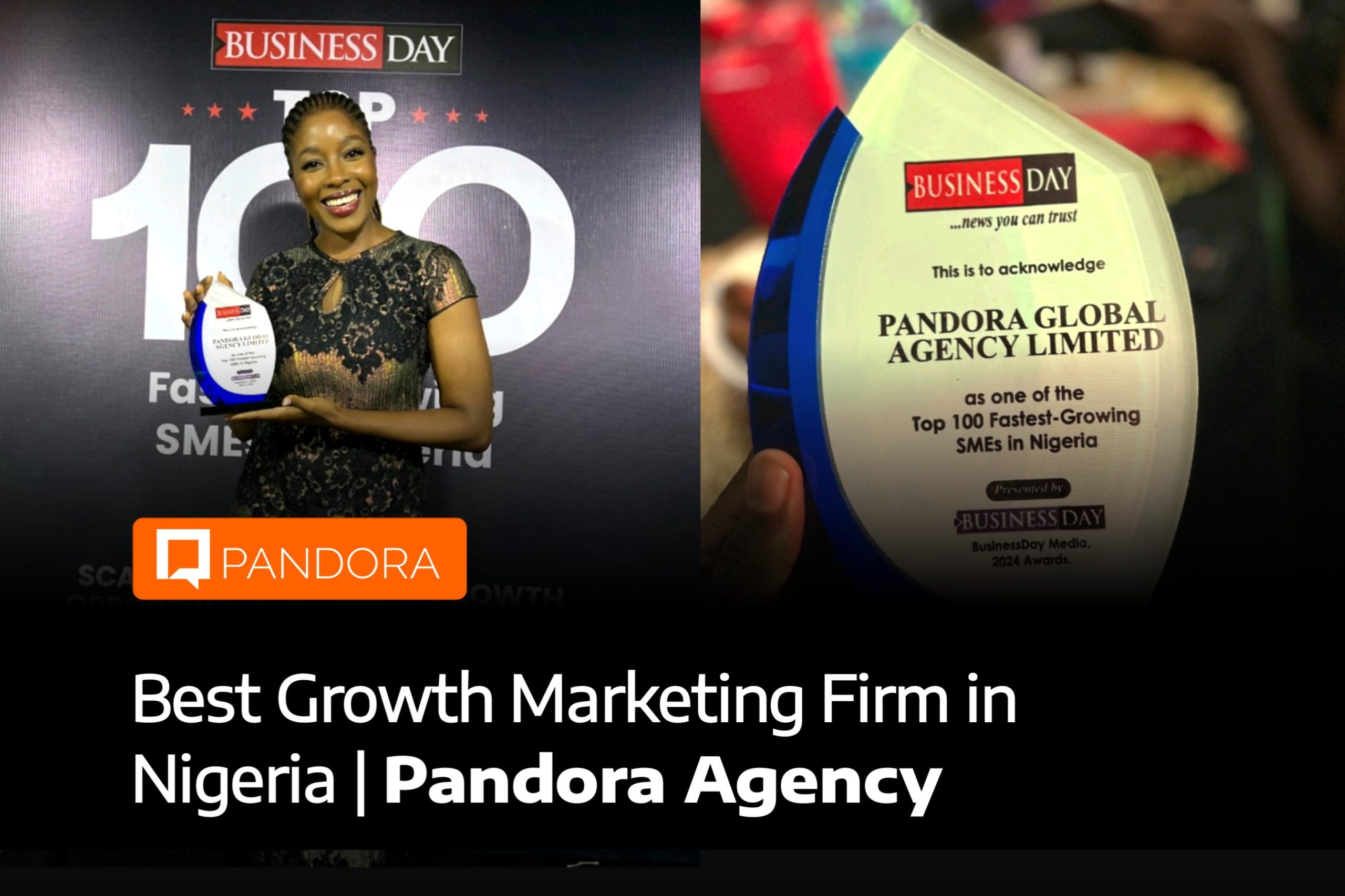Pandora agency winning an award as one of the top 100 fastest-growing smes in nigeria
